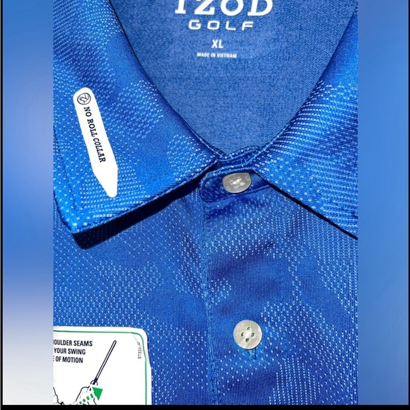 IZOD GOLF GRID POLO SHIRT BLUE COLOR SHORT SLEEVE NEBULAS BLUE SIZE EXTRA LARGE - Picture 14 of 14